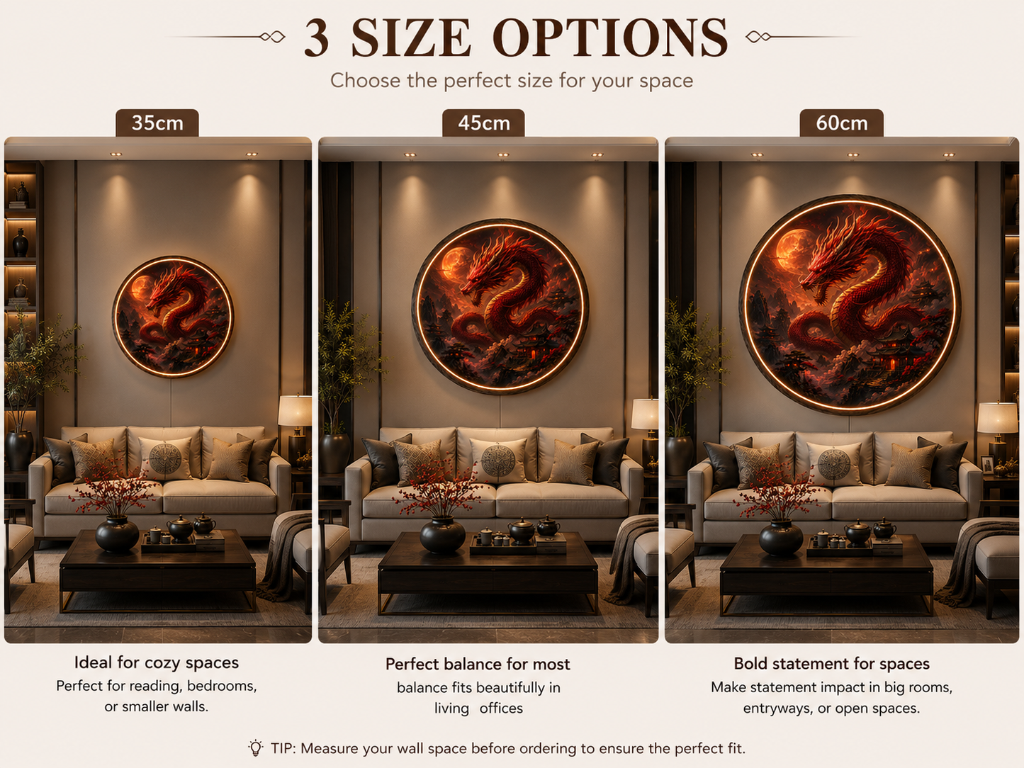 Crimson Blood Moon Dragon 3D LED Wall Art - Illuminated Fantasy Decor Led 74