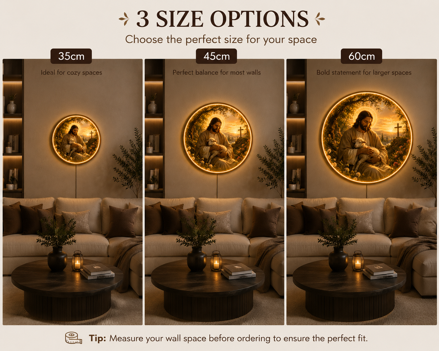 Jesus with Lamb LED Wall Art | Round Illuminated Good Shepherd Decor  Sacred Home Accent Led 69 (Copy)