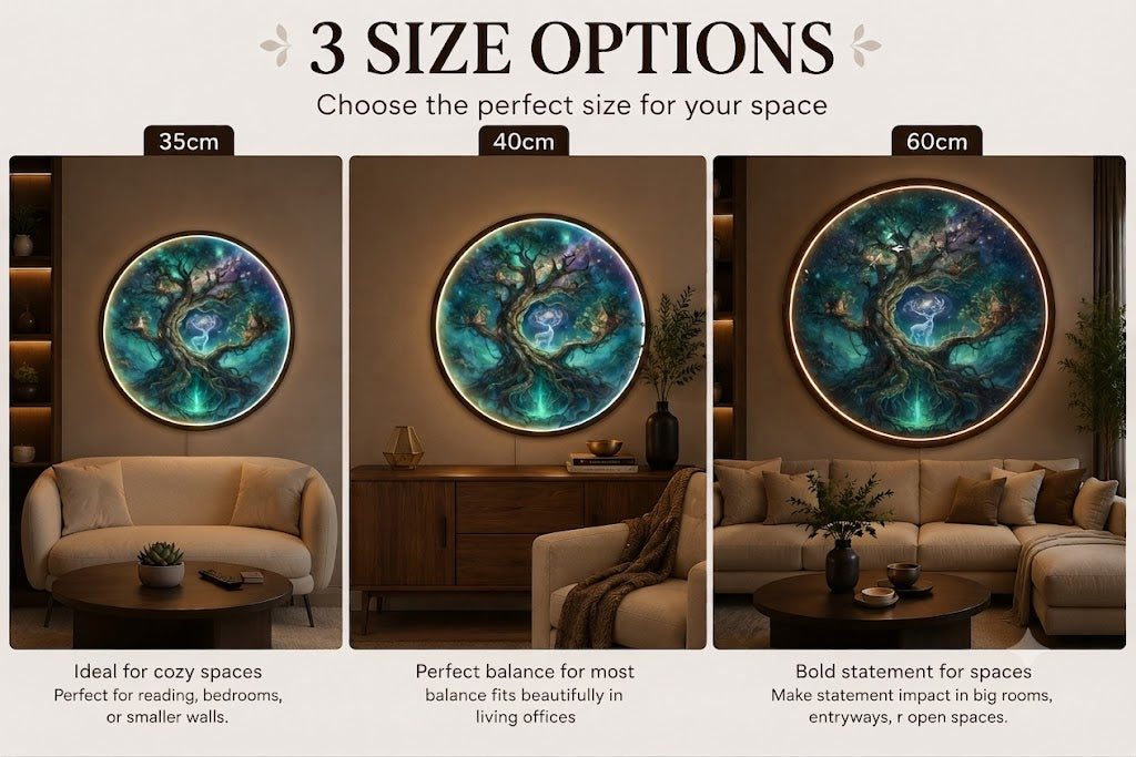 Fantasy Tree of Life LED Wall Art – Enchanted Glowing Round Lamp Decor for Living Room, Bedroom and Office Led 84
