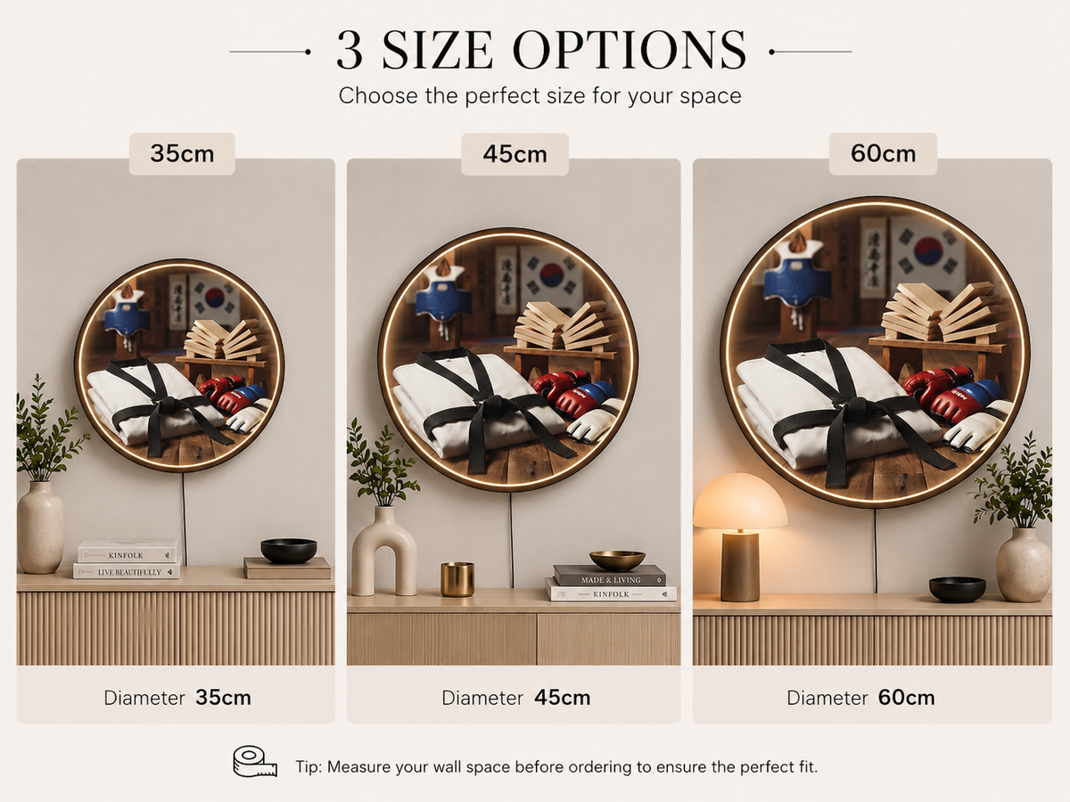 Round Wall Art LED Light, Martial Arts Taekwondo Uniform and Gear Backlit Wall Hanging Lamp for Living Room, Home Decor Led 8