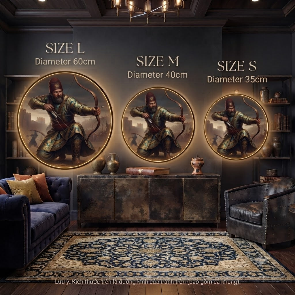 Medieval Archer LED Round Wall Art led 178