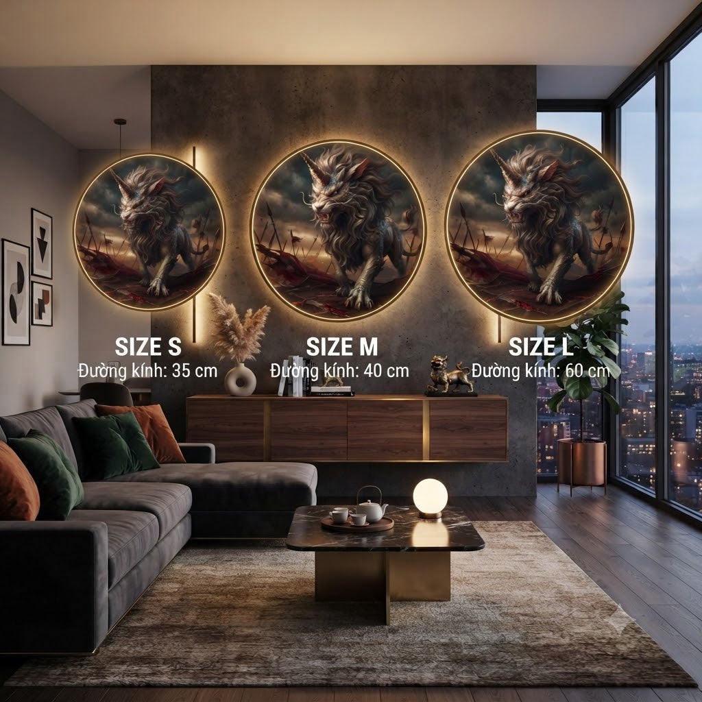 Mythical Unicorn-Dragon Lion Wall Art Collection led 190