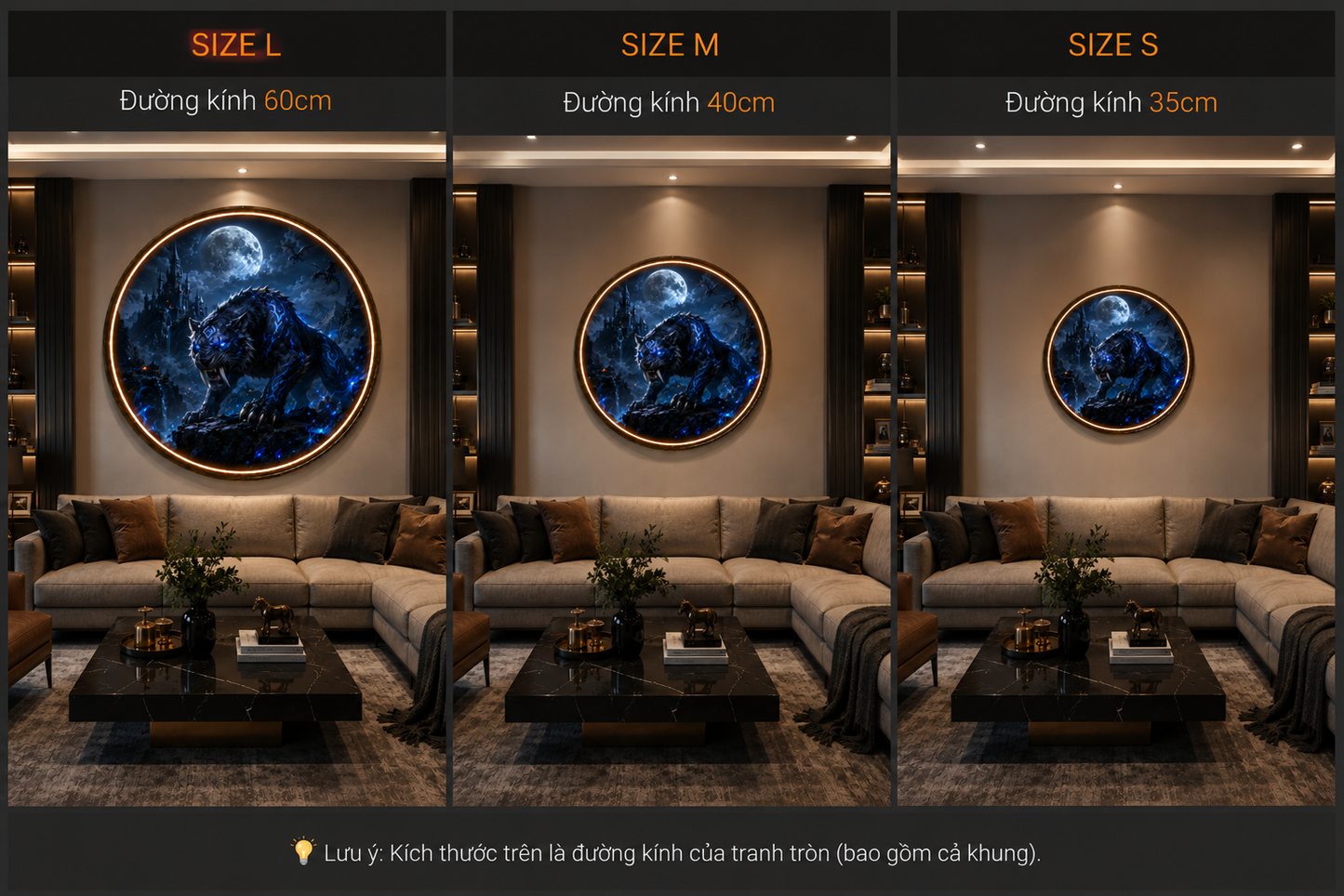 Shadow Panther Circular LED Wall Art: Elevate Your Space with Epic Fantasy Decor led 147