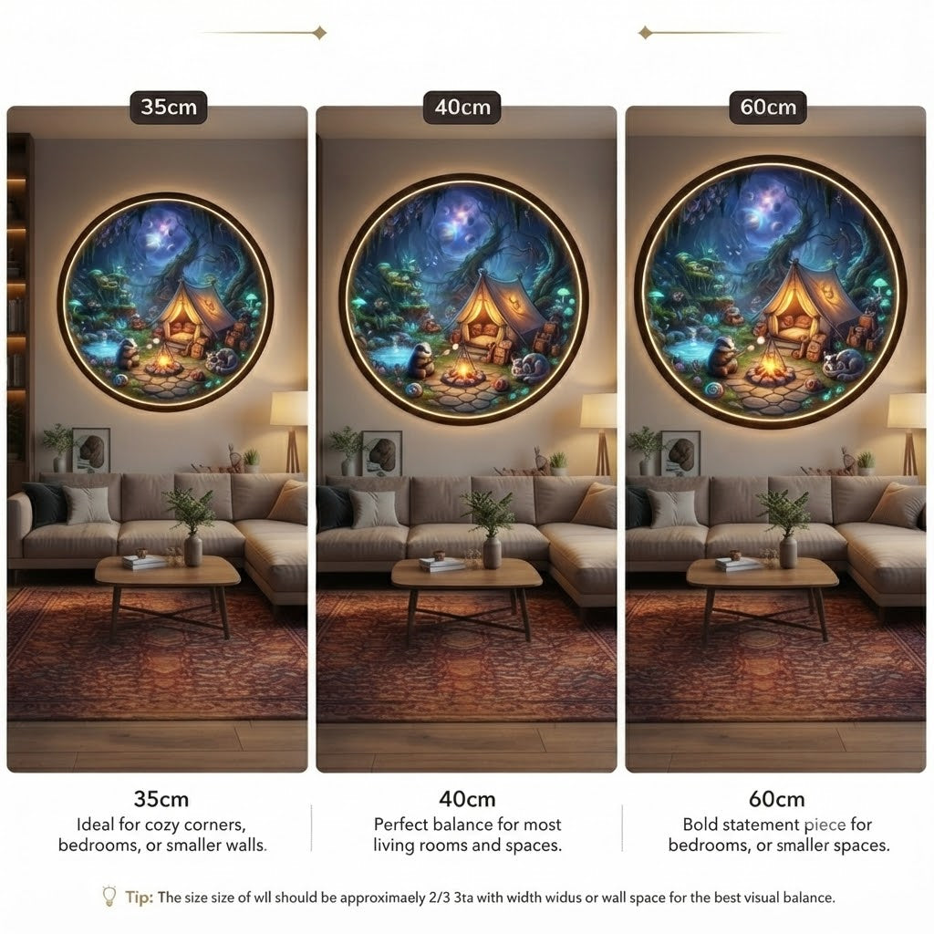 LUMINA MYSTICAL CAMPFIRE FOREST CIRCULAR LED WALL ART COLLECTION led 106