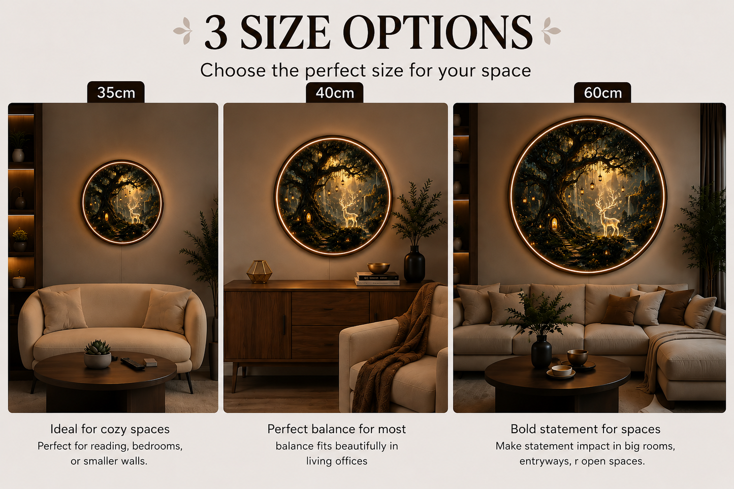 Enchanted Forest Glow: Round LED Wall Art and Ambient Lighting Led 86