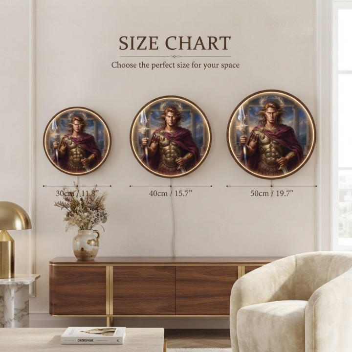 Handcrafted Round LED Greek Warrior Wall Art Led