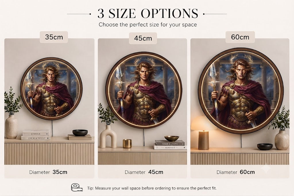 Handcrafted Round LED Greek Warrior Wall Art Led 4