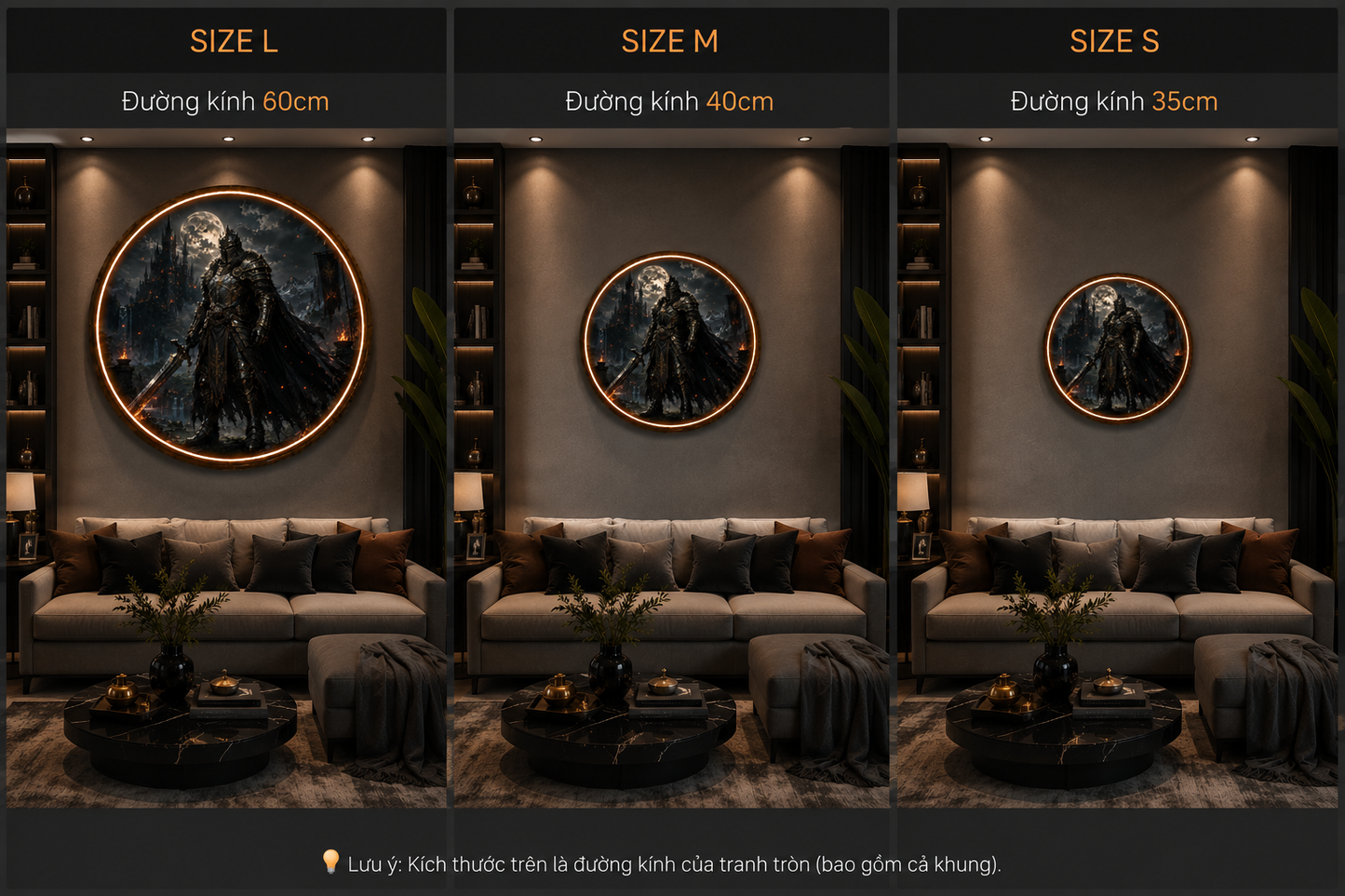 Dark Knight Circular LED Wall Art: Enhance Your Space with Epic Fantasy Decor led 145