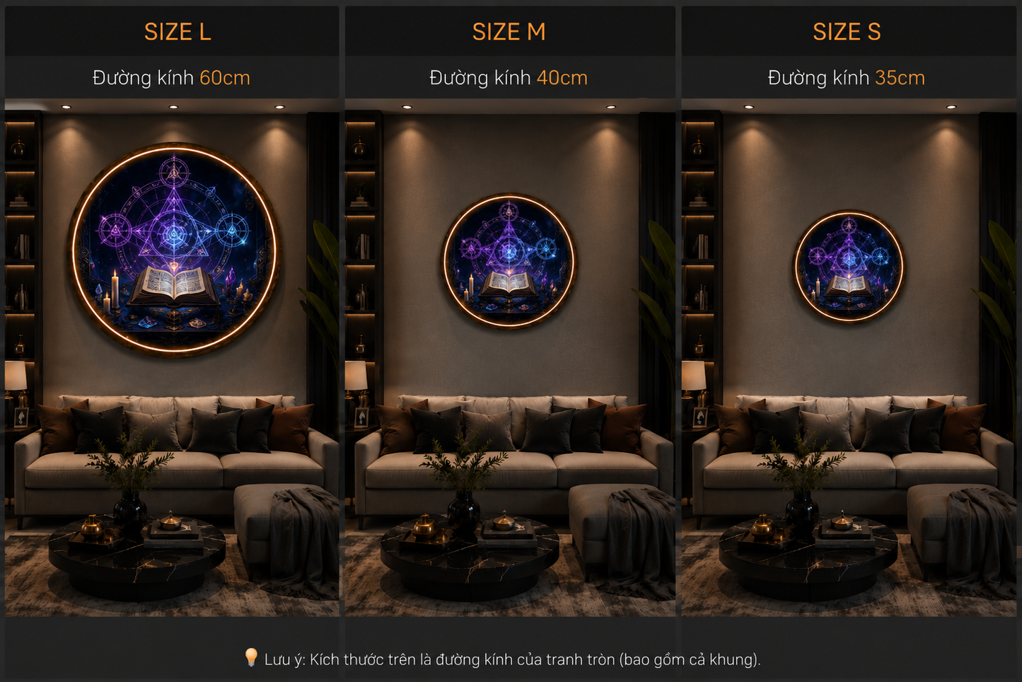 Mystic Grimoire Circular LED Wall Art: Elevate Your Space with Magical Fantasy Decor led 146