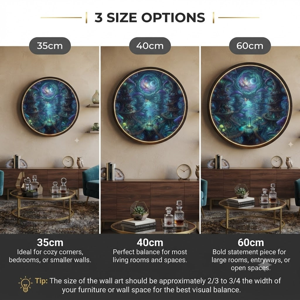 LUMINA MYSTICAL MUSHROOM VILLAGE CIRCULAR LED WALL ART COLLECTION led 107
