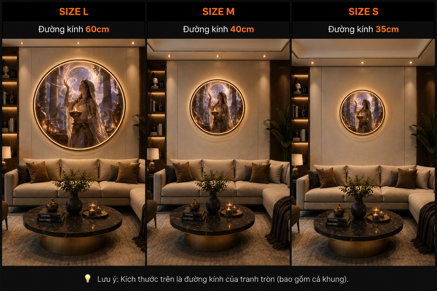 Ethereal Goddess of Light: Illuminated Circular LED Wall Art led 153