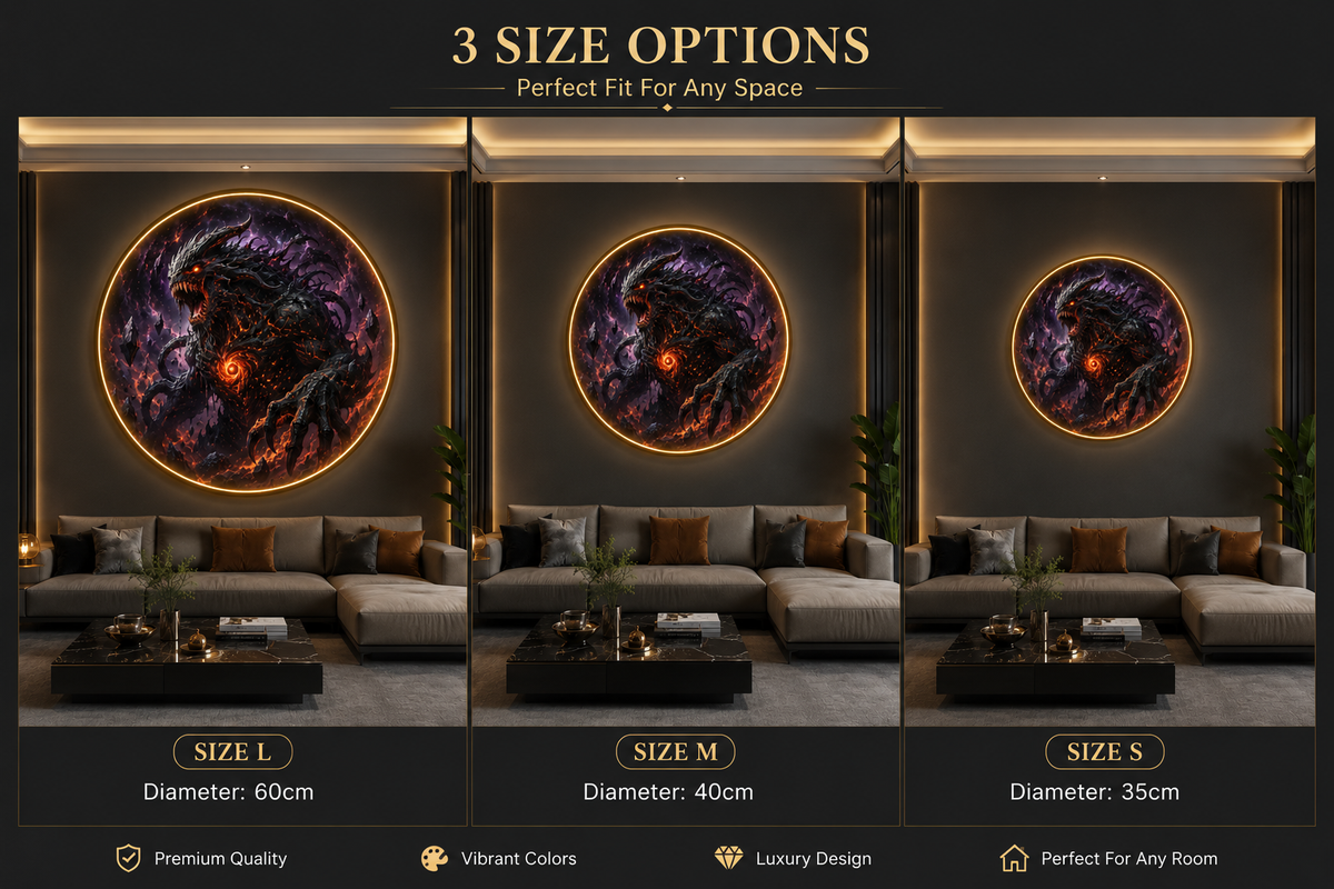 Cosmic Shadow Beast LED Round Wall Art led 176