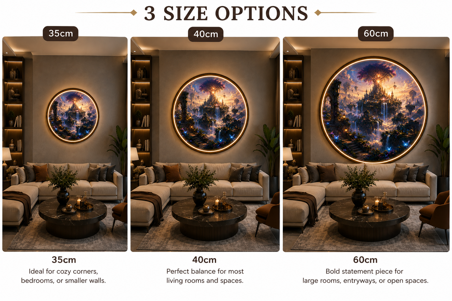 Magical Floating Islands LED Round Wall Art led 97