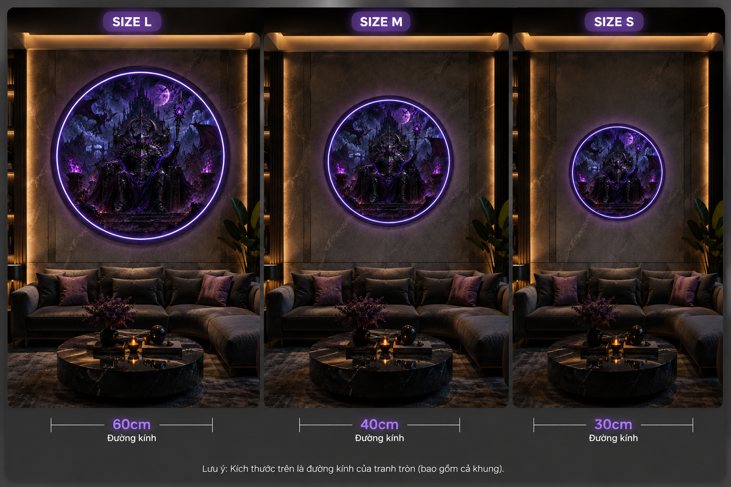 The Shadow King LED Illuminated Round Wall Art led 112