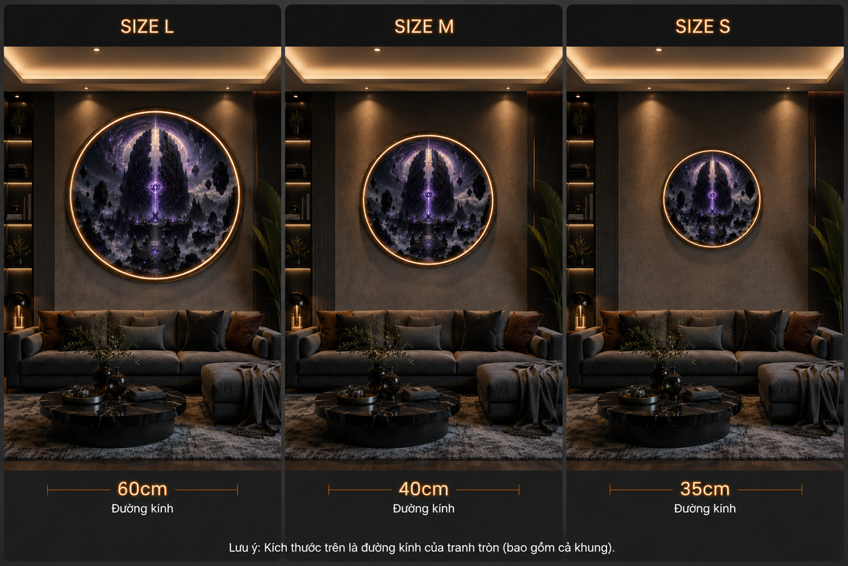 lluminated Round Wall Painting with LED Light - Mystic Gateway, Luxury Living Room Interior Decoration led 123