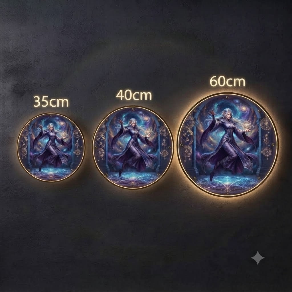Cosmic Sorceress LED Round Wall Art led 174