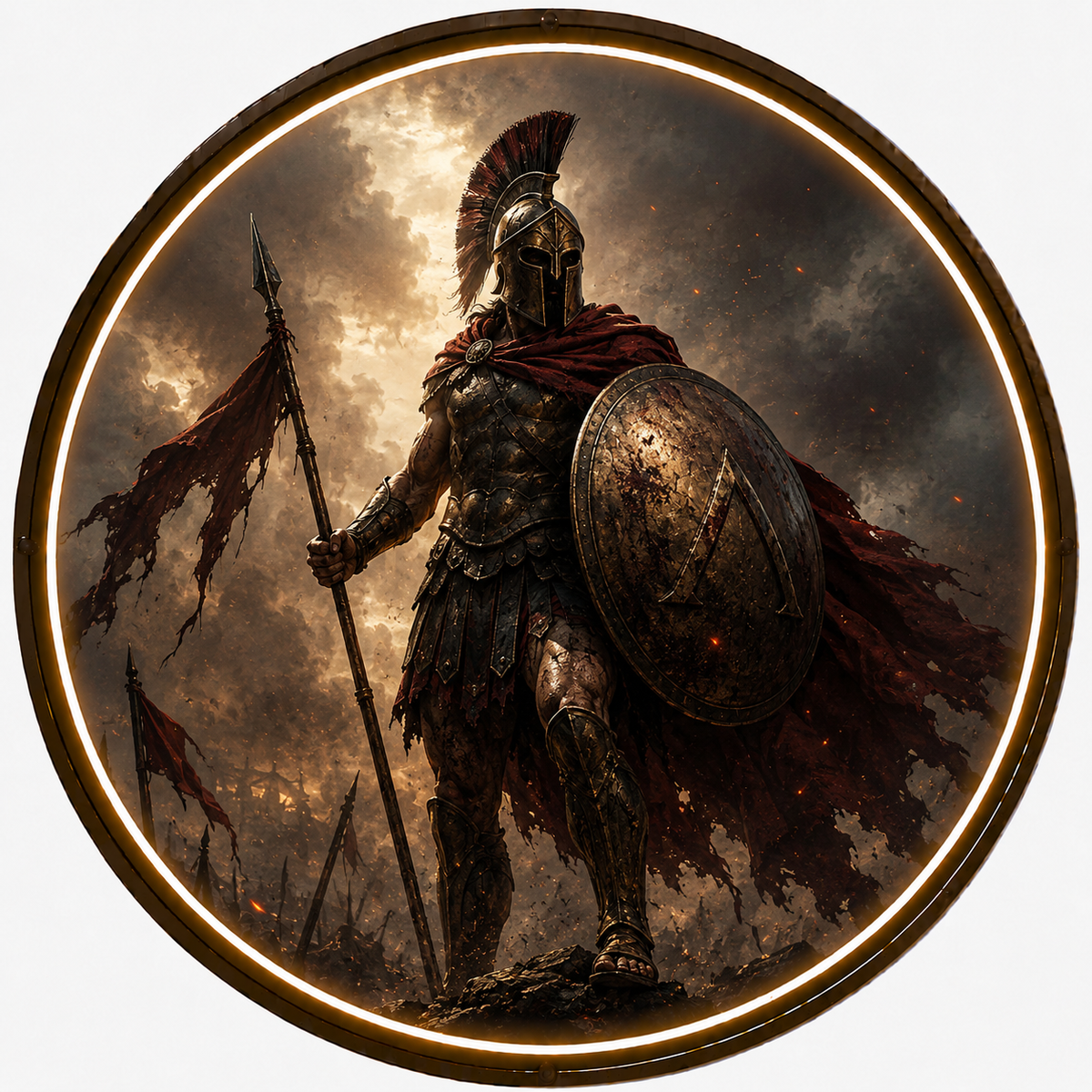 Spartan Warrior Circular Wall Art led 171