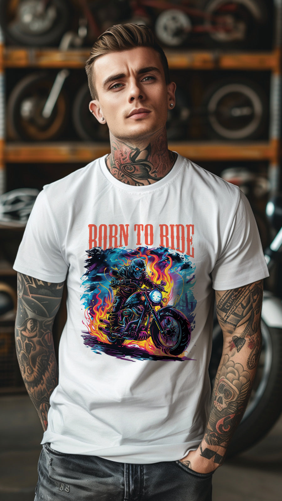 Unisex Motorcycle T-shirt, Motorcycle Graphic T-shirt for Men and Women MT03